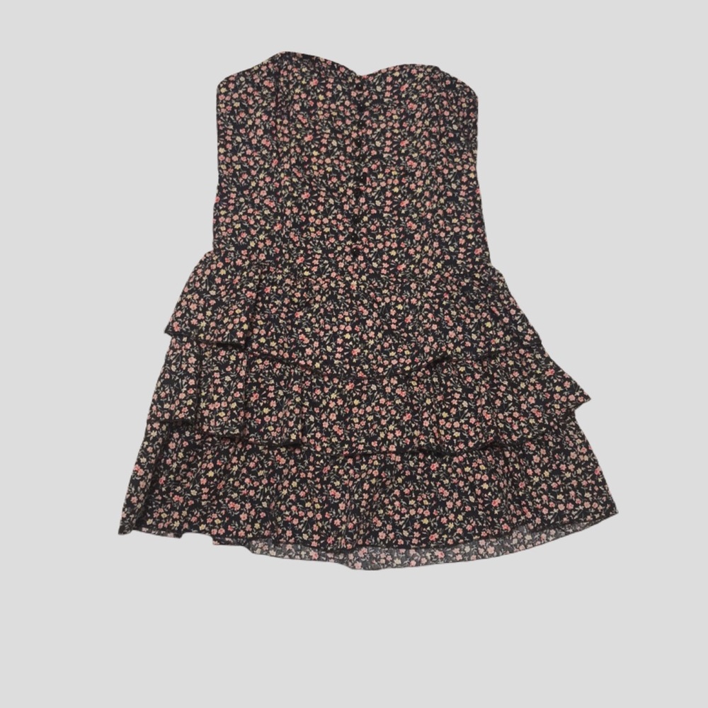 Paradis Miss Strapless Sweetheart Floral Ruffle Cocktail Dress Size M